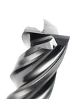 Close-up of Set Of 3 Carbide Square End Mills 4mm 6mm 8mm 4 Flutes For Stainless Steel With Unequal Division Variable Helix And U Shaped Groove
