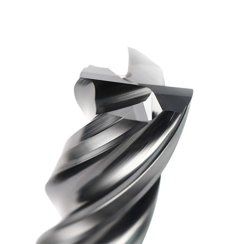 Close-up of Set Of 3 Carbide Square End Mills 4mm 6mm 8mm 4 Flutes For Stainless Steel With Unequal Division Variable Helix And U Shaped Groove