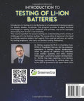 Back cover of Li Ion Battery Testing Workbook Dead Simple Handbook For Automotive Techs And Engineering Students featuring author info and QR code.