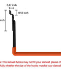 Heavy Duty Slatwall Hooks Set 12 Pack For Garage Storage Utility Hooks dimensions and size details with orange coating