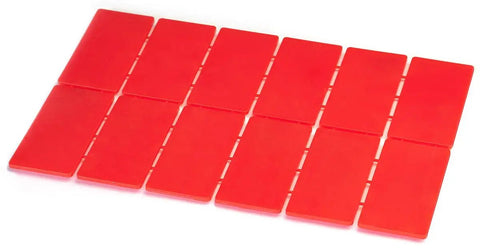 High Impact Plastic Flat Shims Leveling Spacers One Eighth Inch Thick Bulk Case 300 Pieces arranged in a flat layout.