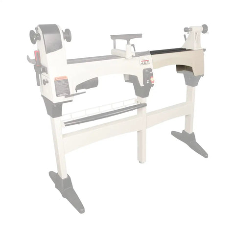 Forty Three Inch Lathe Bed Extension For Jwl 1221Vs Woodworking Turnery crafted from heavy duty cast iron, showcased on a lathe.