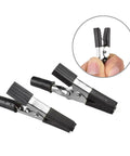 Close-up of clips included in Pro Grade Helping Hands Third Hand Soldering Station With Four Flexible Magnetic Arms And 3x LED Magnifier