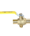 Five Pack 1 Inch PEX Shut Off Ball Valve With Drop Ear Full Port Lead Free Brass, Compatible With All PEX Tubing Brands, ANSI NSF 61 ASSE 1061 Certified For Potable Water And Hydronic Heating, 400 PSI, Underground Ready brass valve with yellow handle
