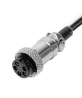 Close-up of 5-pin socket of 4 Pin Mic To 5 Pin SSB CB Radio Adapter Cord With Durable Coiled Cable Retracts From 2 Ft To 6 Ft Polyurethane Jacket