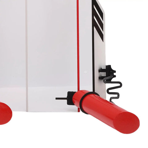 Close-up of Swing Training Mirror For Golf Practice Aid with red detachable directional rods and 360-degree rotation feature.