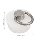 Stainless Steel Ring Silicone Drain Stopper White for Bathtubs, 3.25 cm diameter, 2 cm high, with a handy removal ring.