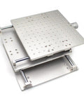 Close-up of Heavy Duty Portable Welding Workbench With Smooth Xy Tracking, Versatile Marking And Engraving Base for Optics Projects.