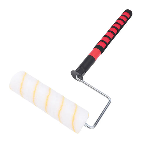 Adjustable Telescopic Paint Roller Kit For Walls And Ceilings Rock Solid Nine Inch Frame No Fuss Extendable Pole showing roller with striped handle.