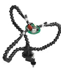 Three Adjustable Gooseneck Arms Third Hand Soldering Tool For PCB Assembly And Jewelry Crafts holding a circuit board