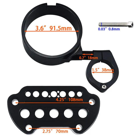 Side Mount Instrument Bracket And Speedometer Relocation Cover For Harley Sportster XL Models 1993 To 2020 Iron 883 Forty Eight 1200 Gloss Black Aluminum Clamp Kit dimensions