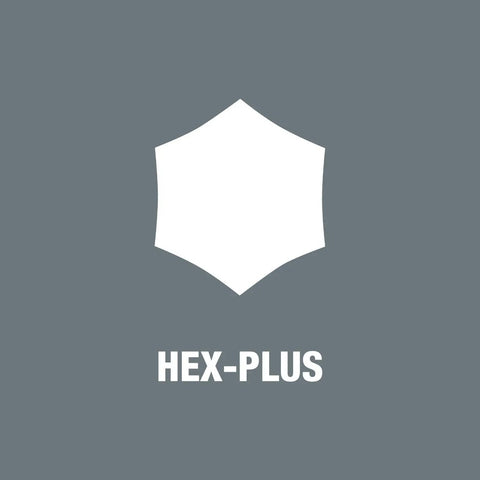Hex-Plus logo on gray background for Stainless Hex Key Set With L Keys And Hex Plus Tips, 9 Piece Allen Wrench Kit