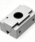 One Piece M8 Double Sided Clamping Block For CNC Machining Quick Swap Jaw Fixture with round mounting hole and steel finish.