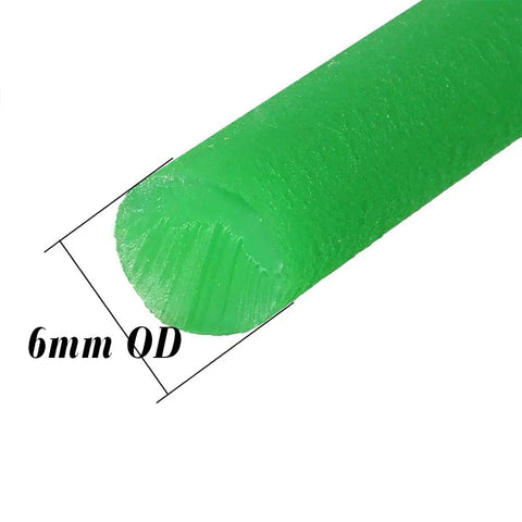 Close-up of PU Round Transmission Belt 6mm Diameter 16.4 Feet Green Urethane Belt showing texture and measurement.