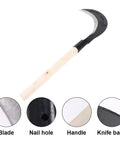 Long Handle Hand Scythe For Gardening And Weeding With Manganese Steel Blade Black Half Moon Grass Cutter Manual Weeder Tool