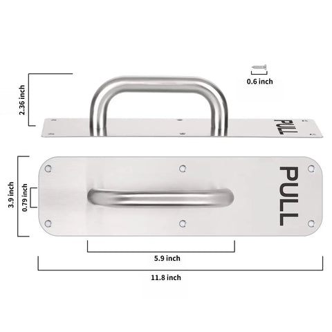 Stainless Steel Door Handle Set 2 Pack Pro Grade Heavy Duty Pull And Push Plate For Commercial Sliding Doors With Screws Aluminum Alloy Construction Rust Resistant Design For Long Lasting Performance, 11.8 inch