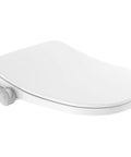 Next Level Bidet Toilet Seat Featuring Dual Warm Water Spray Plus Quick Air Dry Fan, sleek white design with side control panel.