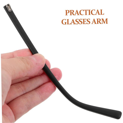 Hand holding black DIY Replacement Glasses Arms Temples Kit For Easy Installation And Quick Frame Repairs Durable Universal Eyeglasses Legs.
