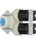 Inlet Solenoid Valve Kit for Washing Machines, 180A Dual Head Direct Replacement, Metal and Plastic Build, Smooth Water Flow, No Fuss Install, Silver Finish, Compact 8 By 7 By 6.5 Cm for Fully Automatic Washers front view