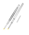 No Fuss Full Extension Drawer Slides 1 Pair Tough As Nails Ball Bearing Cabinet Rails silver steel with yellow ends and screws