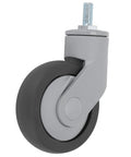 Jauarta TPR Caster Wheels with Threaded Stem, durable gray TPR wheel, side view, ideal for sturdy furniture applications.