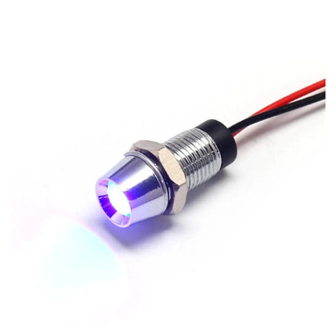 Tough As Nails 8mm Waterproof LED Metal Status Indicator Light Prewired For Wide Voltage 12 24V And 110 220V IP65 Rated All Weather Build For Industrial Equipment Automotive Dashboards And Outdoor Gear, metal housing with wires