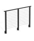 36 Inch Side Mount Cable Railing Post Kit With Fascia Deck Brackets Slick Black featuring two level posts and swageless stainless steel cables.