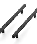Two matte black stainless steel handles from 30 Pack Square Cabinet Pulls Matte Black Stainless Steel For Kitchen Cabinets And Dressers.