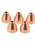 Heavy Duty 5-Pack Plasma Cutter Shield Caps Perfect Fit For Hypertherm 65 And 85 Models robust copper construction shown from above.