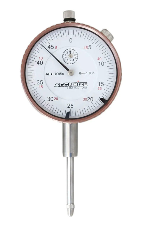 0 To 1 Inch Dial Indicator With 0.0005 Inch Resolution, AGD 2 Style Precision, Lug Back Mount With One Quarter Inch Hole, Quick Zero Bezel Clamp, Model P900 S099 For Precise Machining And Inspection