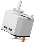 Close-up of Push To Start Dryer Switch Replacement W10117655 For Whirlpool Kenmore Crosley Dryers High Compatibility with gold terminals.