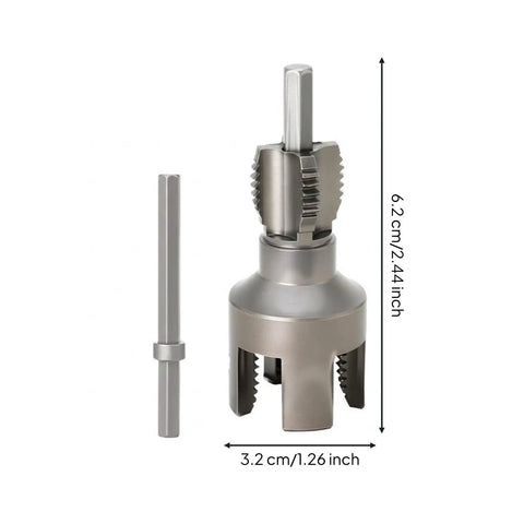 Pipe Threading Cutter Set With Hex Shank For Drill Attachment Taper Deburring Steel Precision For PVC And PPR Connections 1/2 NPT Compatible Heavy Duty Deburring Tool, 6.2cm x 3.2cm