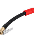 Grab This 16 Cm M6 External Thread Tire Inflator Extension Hose Features Quick Connect Air Chuck Tool Built For Car Motorcycle Bike Tires Perfect For Tight Areas Allowing Easy Inflation Access Without Hassle Helping You Keep Wheels Running Slick Daily. 16cm black braided hose with red M6 threaded air chuck and clip-on tire inflator connector