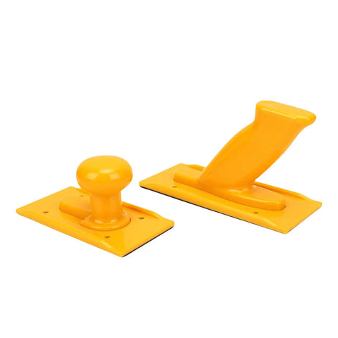 Rock Solid Two Piece Table Saw Push Stick And Router Push Block Kit featuring textured ABS plastic for safe woodworking.