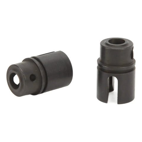 Center Drive Coupler And Joint Cup Set For 1 Tenth Scale Losi Tenacity RC Cars Hardened Steel Shaft Connectors Replacement For Brushless SCT Off Road Rigs Delivers Durable Power Transfer Under Heavy Load, two-piece black metal parts