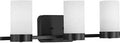 Elevate Collection 3-Light Bath Vanity Light In Matte Black With Etched White Glass Dope Mid Century Modern Vibe For Bathrooms