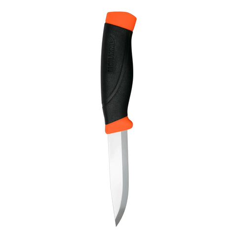Heavy-Duty Carbon Steel Fixed-Blade Knife With Sheath, 4.1-Inch Blade, ergonomic high-friction grip, displayed vertically