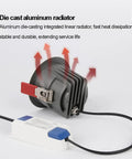 Die cast aluminum radiator with fins for heat dissipation, designed for stability and durability in lighting fixtures.
