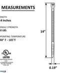 Heavy Duty 14 Inch Black Zip Ties 1000 Pack Self Locking UV Resistant Nylon Cable Ties 50 Lbs Tensile Strength diagram