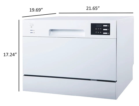 Top Notch Compact Countertop Dishwasher Fits Right Into Any Kitchen Scrubbing Dishes Clean Hassle Free With Energy Star Rating Delay Start LED panel dimensions 19.69 x 21.65 x 17.24 inches.