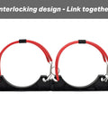Durable Scuba Tank Holder System With Interlocking Bases and Flexible Silicone Band linked together on white background.
