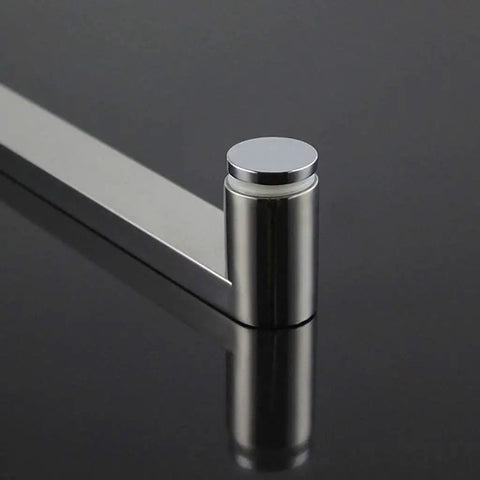 Close-up of a Stainless Steel Shower Door Handle Kit With Towel Bar For Glass Doors And Shower Enclosures 40 Cm Easy Install