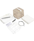 Portable Countertop Mini Dishwasher With 360 Degree Rotating Spray Heads And 1.59 Gallon Tank components on a white surface.
