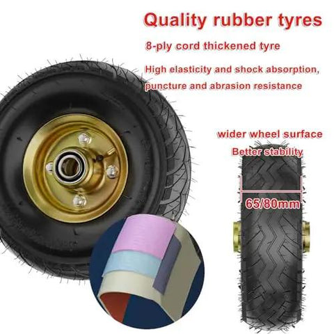 Heavy Duty 8 And 10 Inch Replacement Wheels For Furniture Workbenches Air Filled Industrial Casters Offering Hella Smooth Rolling Silent Glide Operation Rock Solid Quick Swap Setup with quality rubber 8-ply tyre.