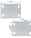 Zinc plate mount for Built To Last 10 Inch Dual Wheel Pneumatic Swivel Caster measuring 6-1/4" x 4-1/2" and 5-1/2" x 4-3/4".