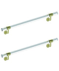Pair Of Slick Clear Acrylic Interior Stair Handrails Mounted To Rust Proof Gold Brackets Heavy Duty Safety Grab Bars Anti Skid Top Shelf Quality For Modern Home Reno, 3.3 feet clear rails, antique gold brackets.