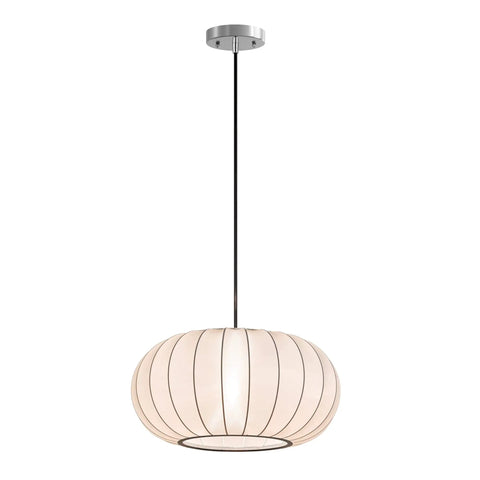 18.5 Inch Eggshell Pendant Light With White Polyester Shade, flush mount ceiling fixture for kitchen and living room
