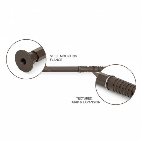 Slim Concealed Shelf Bracket 0.47 Inch Wide Cold Rolled Steel Support in brown with steel mounting flange and textured grip
