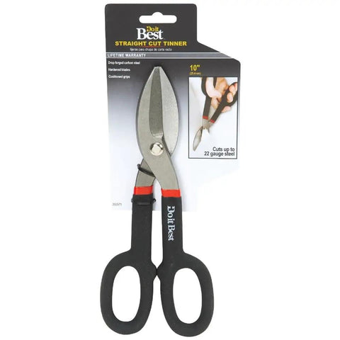 Heavy Duty Workhorse Straight Cut Snips 10 Inch Rock Solid Sheet Metal Shears With Polished Blades And Comfort Grip Handles For Effortless Cuts And Garage Projects