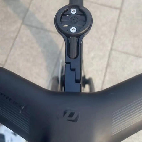 Top view of Bike Stem And Handlebar Mount For Garmin Edge And Wahoo ELEMNT, Bryton Rider, Stages Dash, And Hammerhead Bike Computers.
